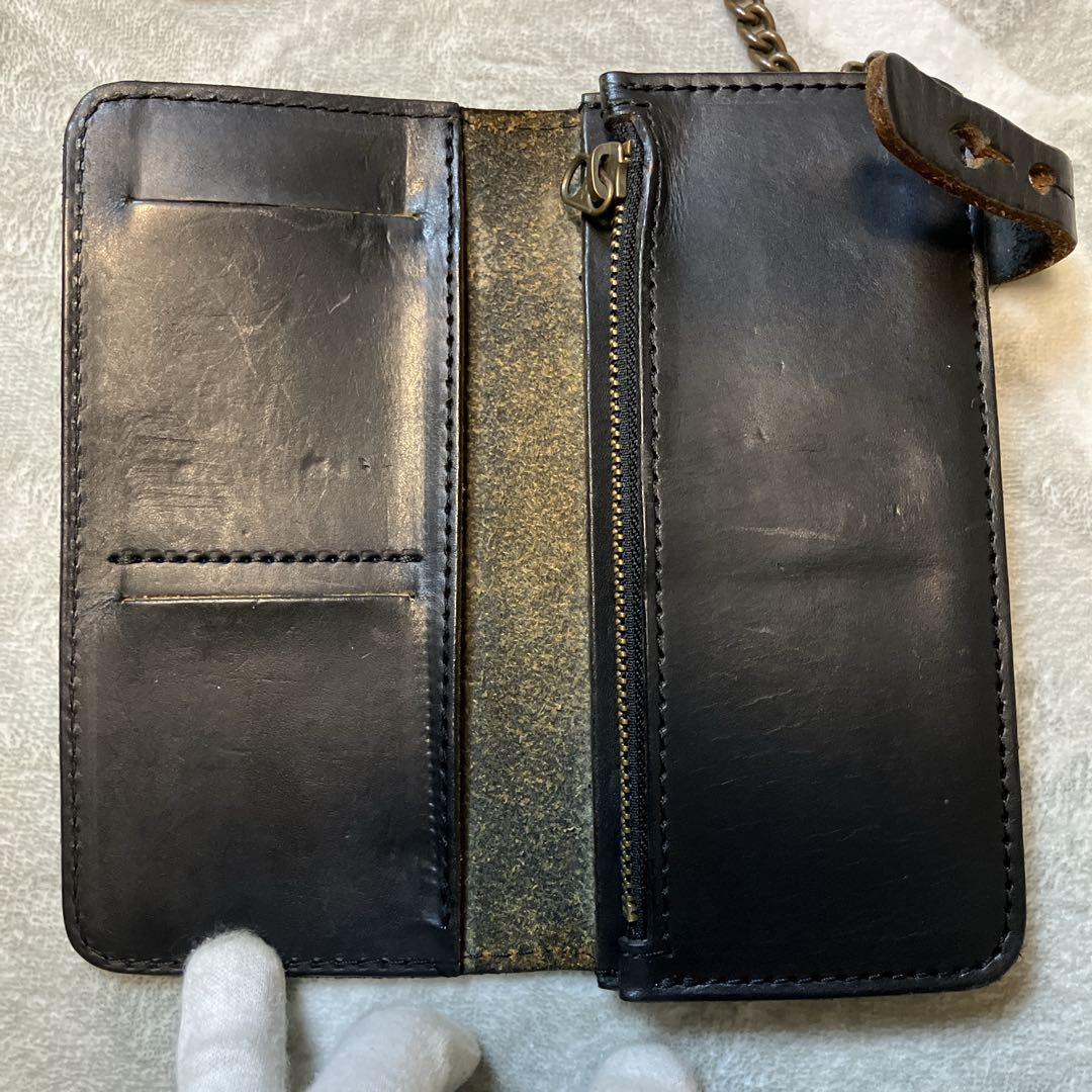 【希少】KADOYA 長財布 バイカーズウォレット チェーン レザー ブラック
