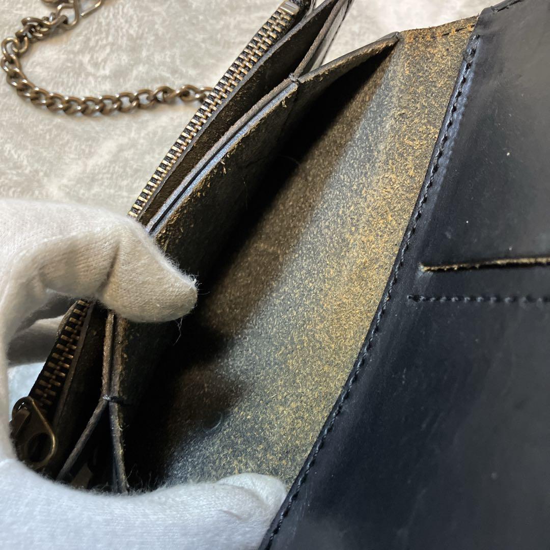 【希少】KADOYA 長財布 バイカーズウォレット チェーン レザー ブラック