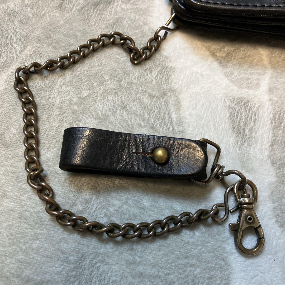 【希少】KADOYA 長財布 バイカーズウォレット チェーン レザー ブラック