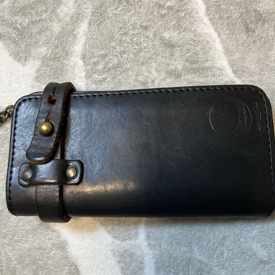 【希少】KADOYA 長財布 バイカーズウォレット チェーン レザー ブラック