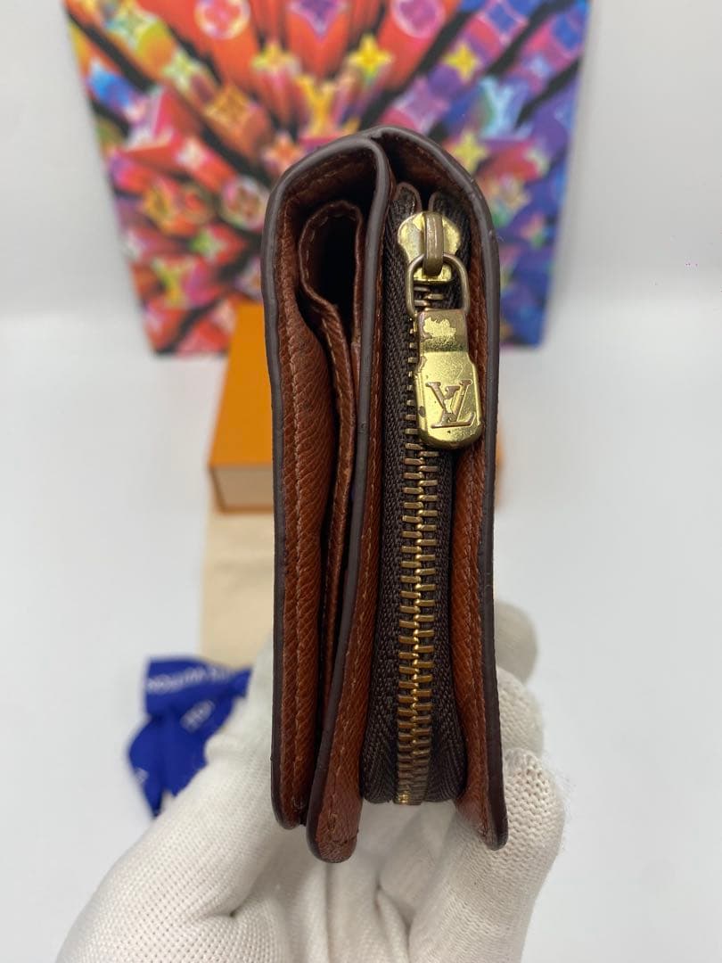 ルイヴィトン モノグラム コンパクトジップ 二つ折り財布 ブラウン