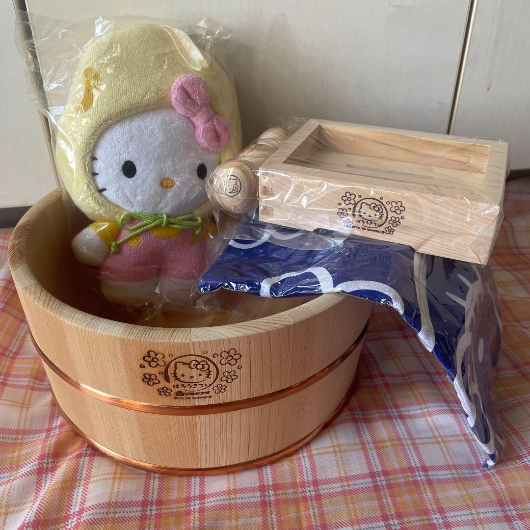キティ　ハローキティ　当選品　マルヤナギ　風呂桶　石鹸置き　手拭い　スポンジ
