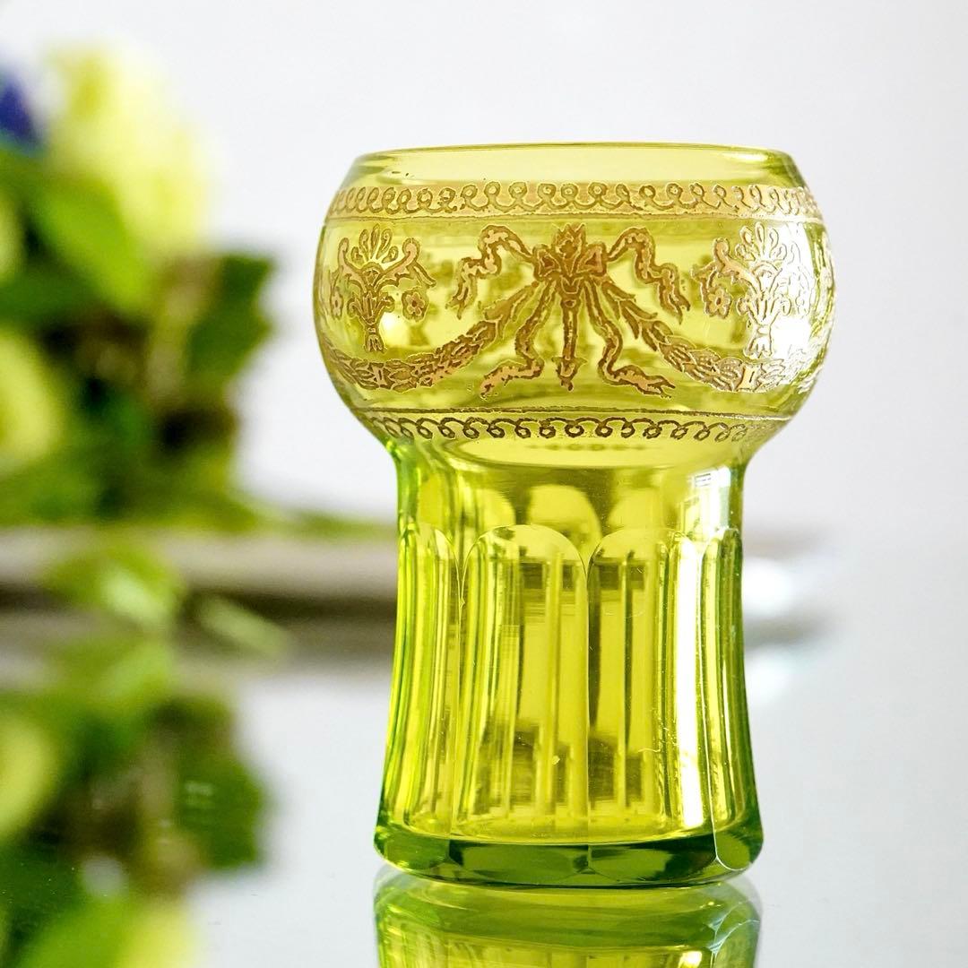 華麗なるオールド サンルイ★282 金彩★グリーン★リキュール ショットグラス