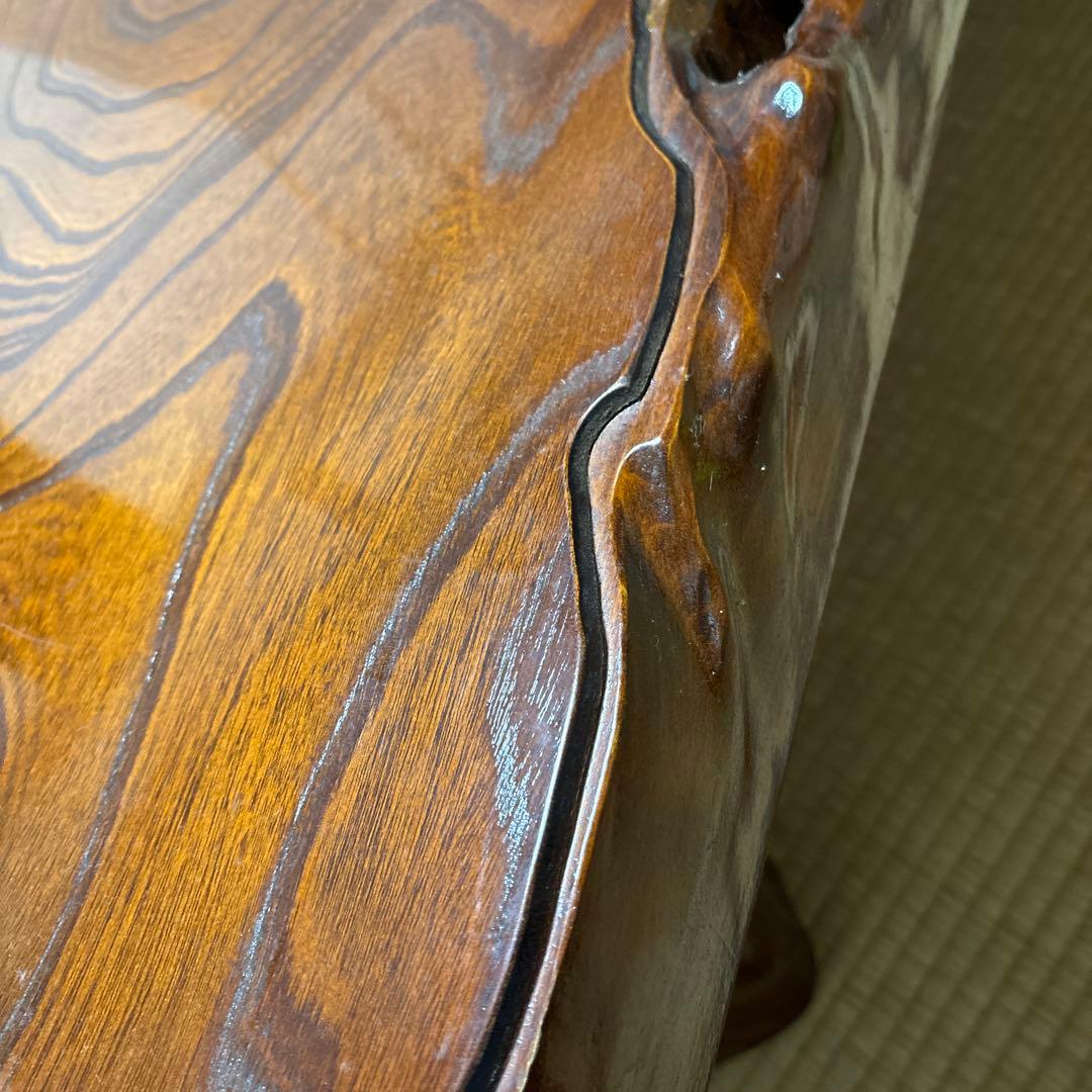 木製座卓 手彫り装飾 茶色