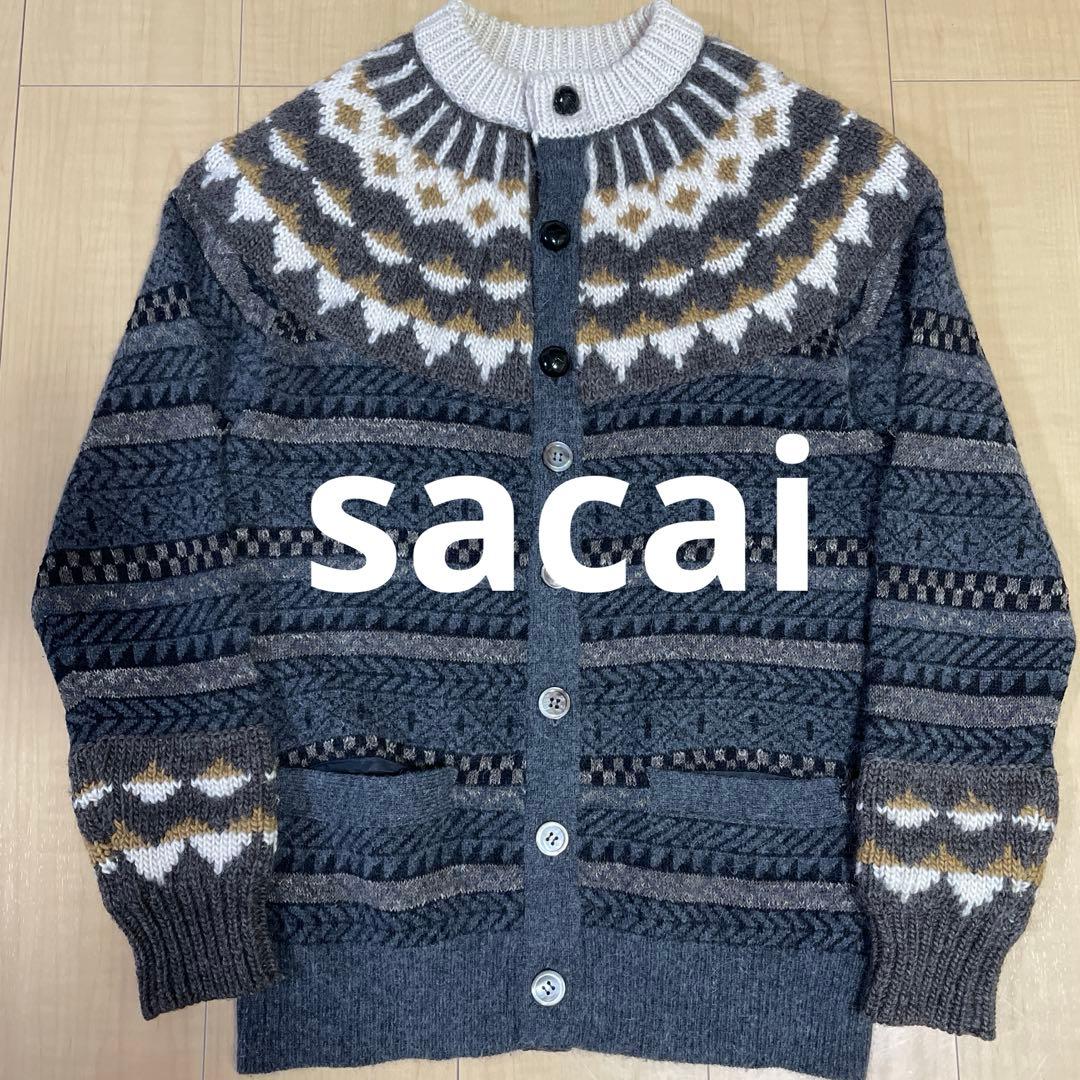 sacai サカイ　ノルディック　カーディガン　セーター　ニット　フェアアイル