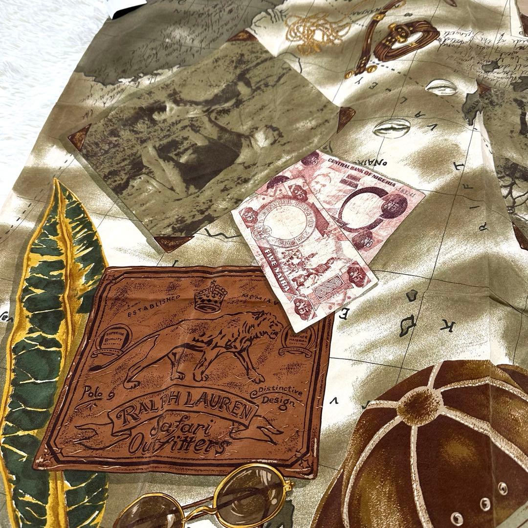 新年スペシャル出品90s未使用タグ付ラルフローレン シルクスカーフ　良柄