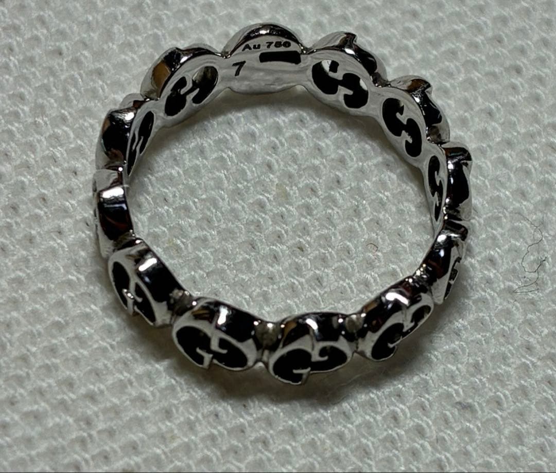 チ*ス様 GUCCI ロゴデザイン シルバーリング AU750 1973 グッチ