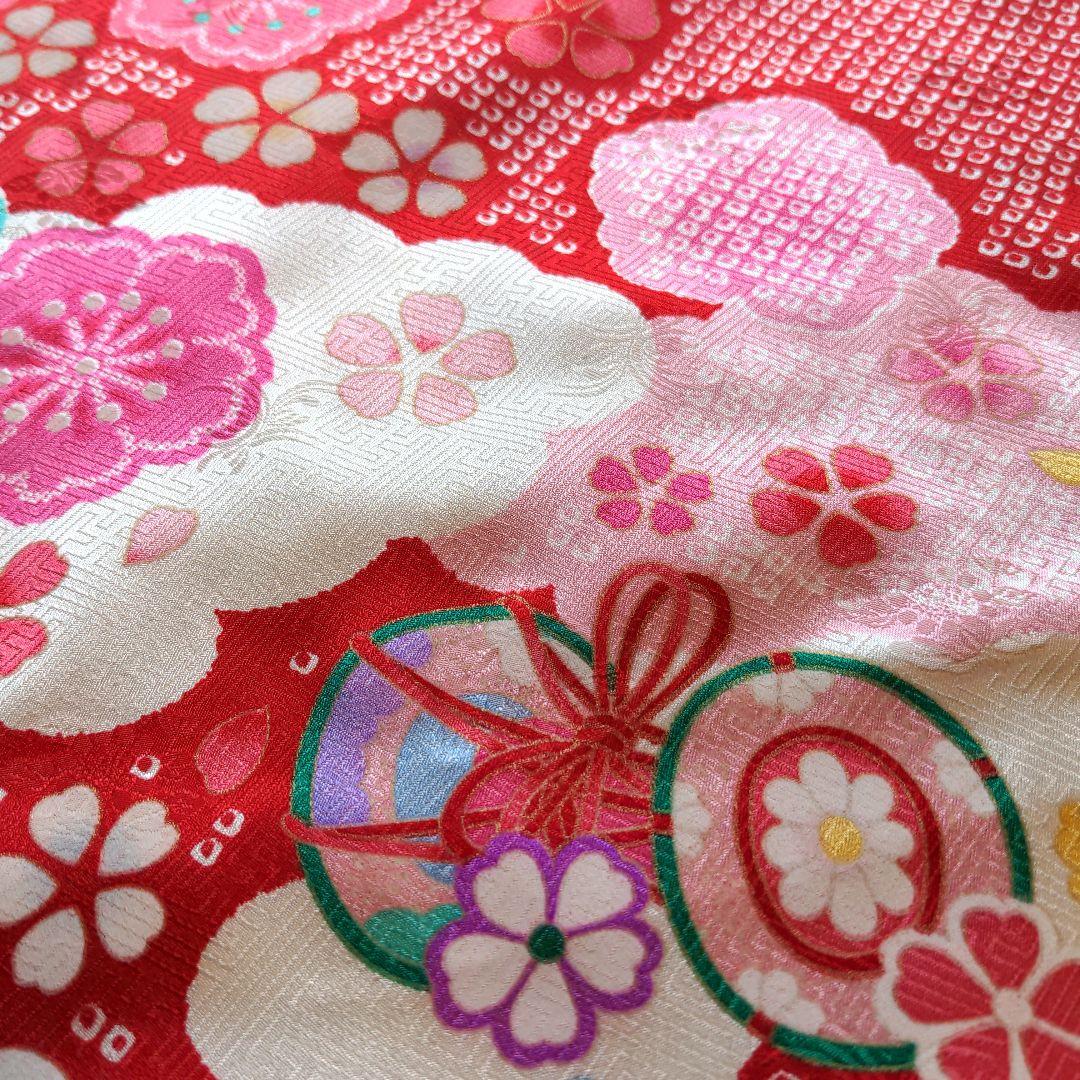 七五三　着物　7歳　正絹　フルセット　赤　絞り柄