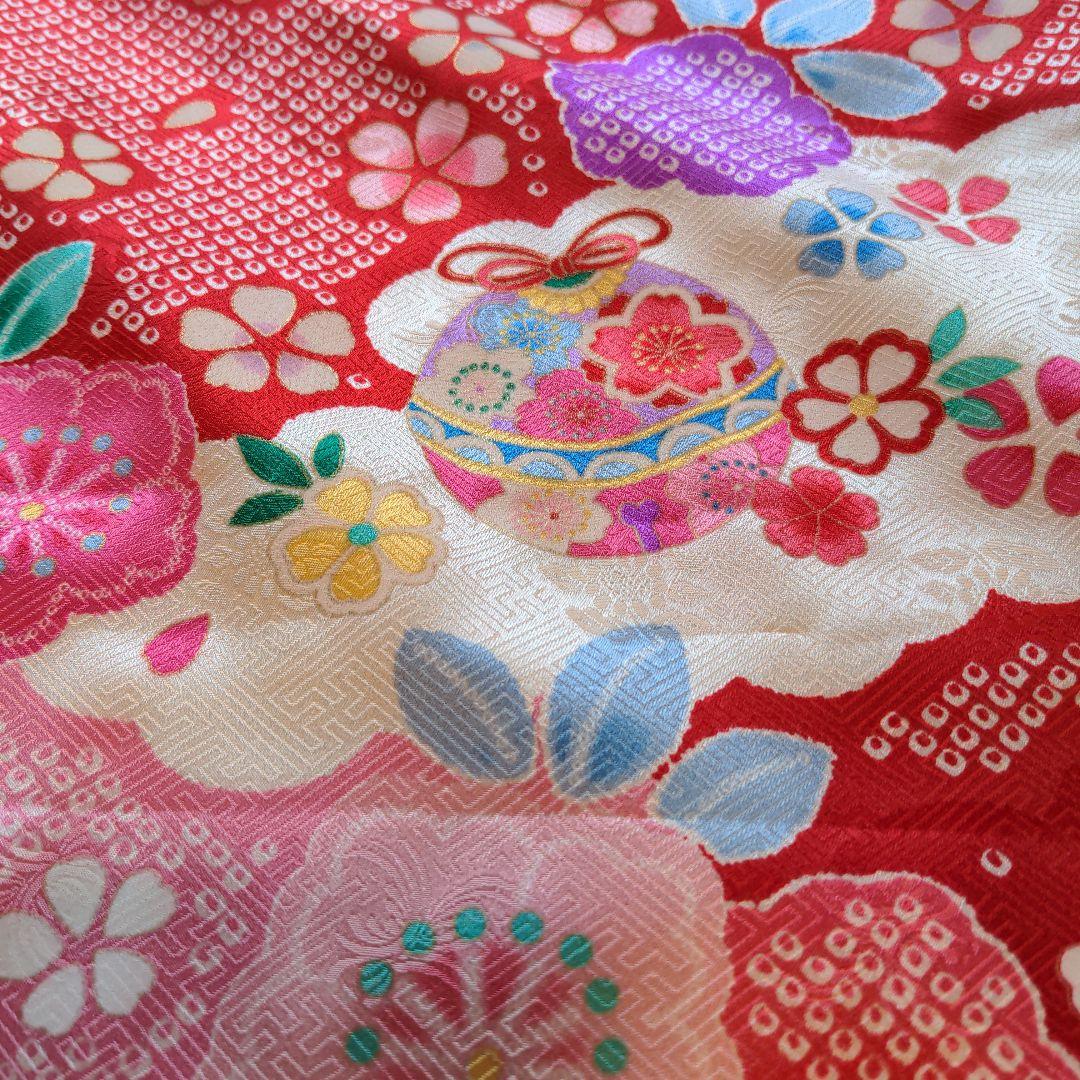 七五三　着物　7歳　正絹　フルセット　赤　絞り柄