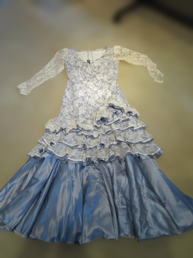 フラメンコドレス ライトブルー レース