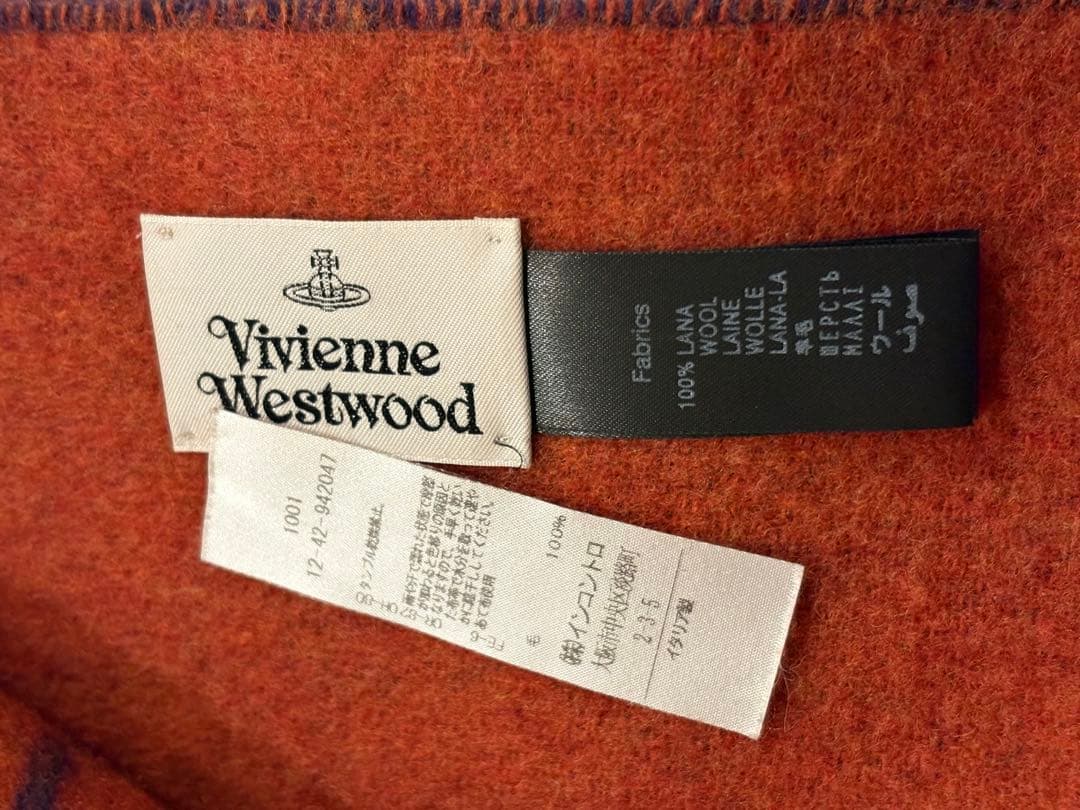 Vivienne Westwood ウールマフラー ネイビー/オレンジ