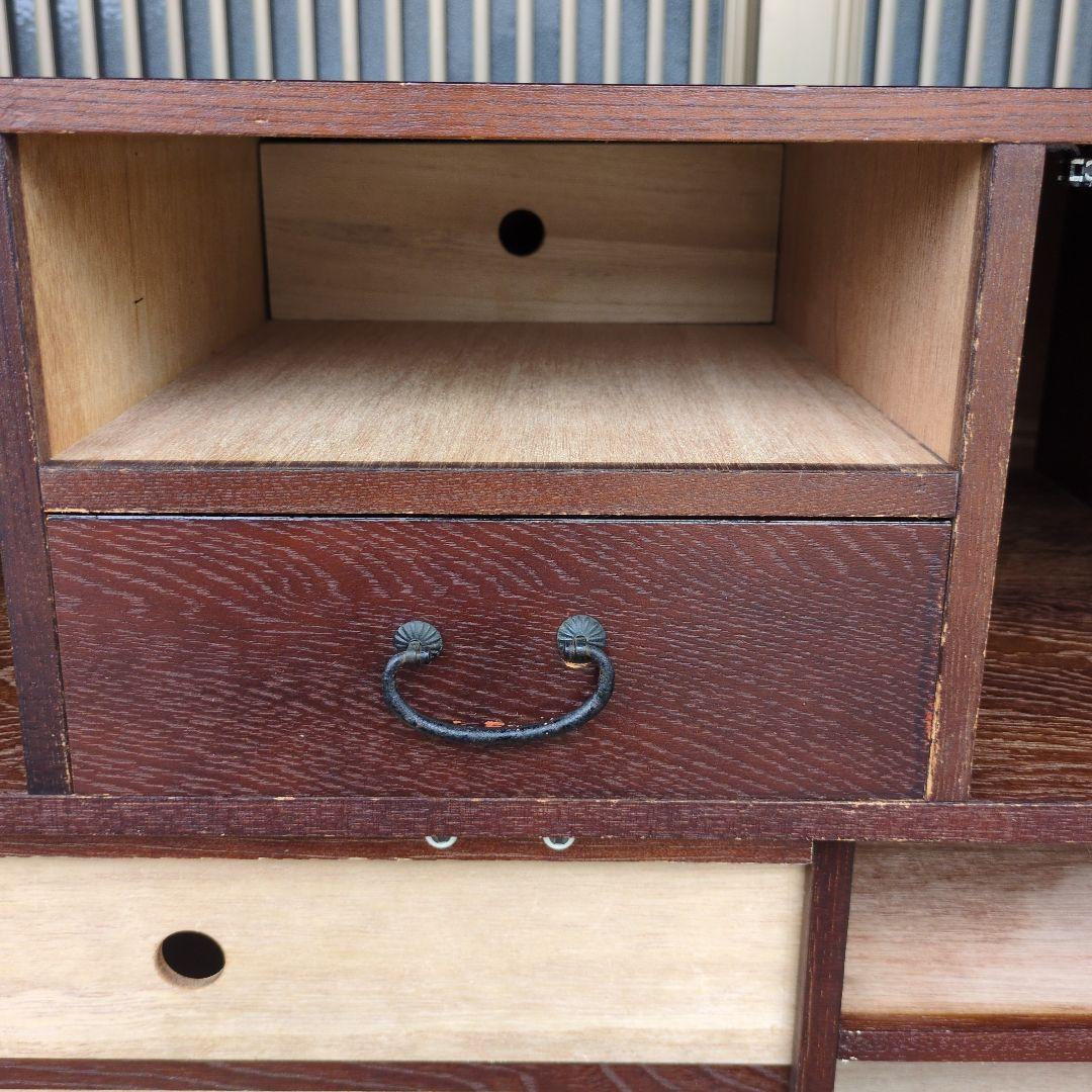 民芸家具調 からくり箪笥 隠し抽斗 ケヤキ/欅杢目 小箪笥