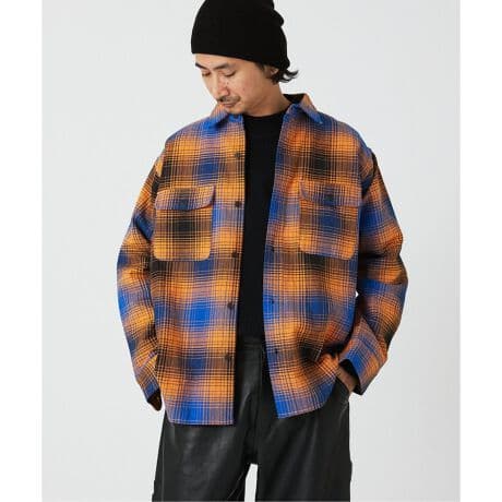 Prentiss プレンティス 別注 ヘビー ネルチェックシャツ オレンジ