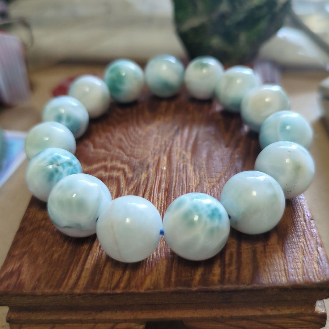 巨大中国の鑑定書付きドミニカ産★ラリマーブレスレット★約14.8mm