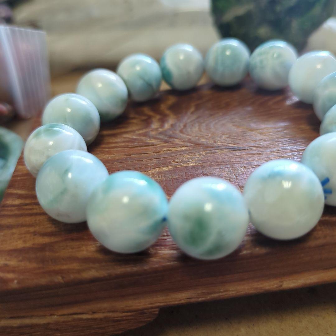 巨大中国の鑑定書付きドミニカ産★ラリマーブレスレット★約14.8mm