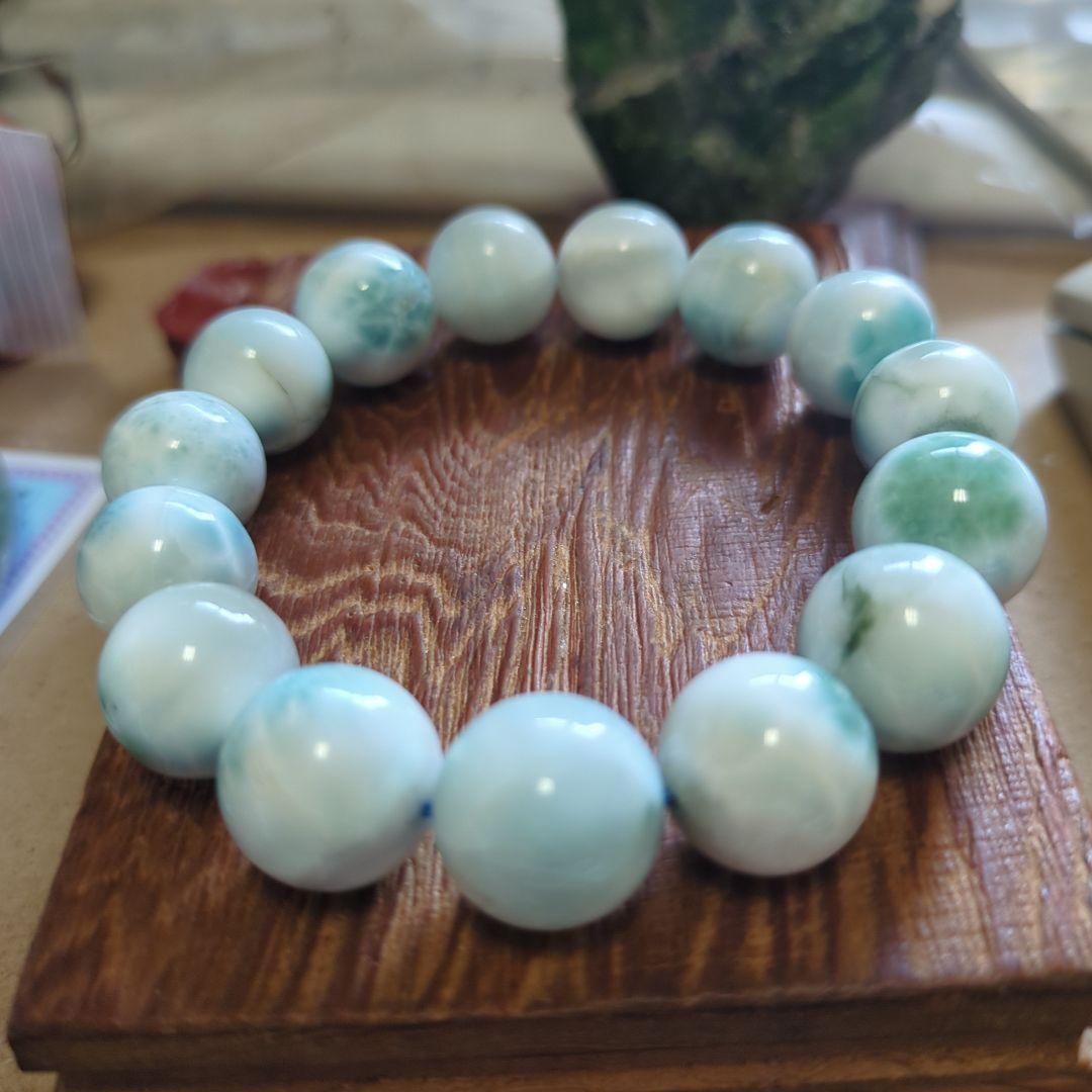 巨大中国の鑑定書付きドミニカ産★ラリマーブレスレット★約14.8mm