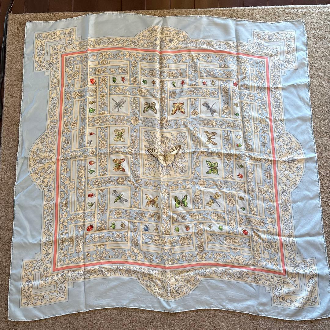 HERMES カレ90 夏の宝石 joyaux de LETE 蝶 ブルー