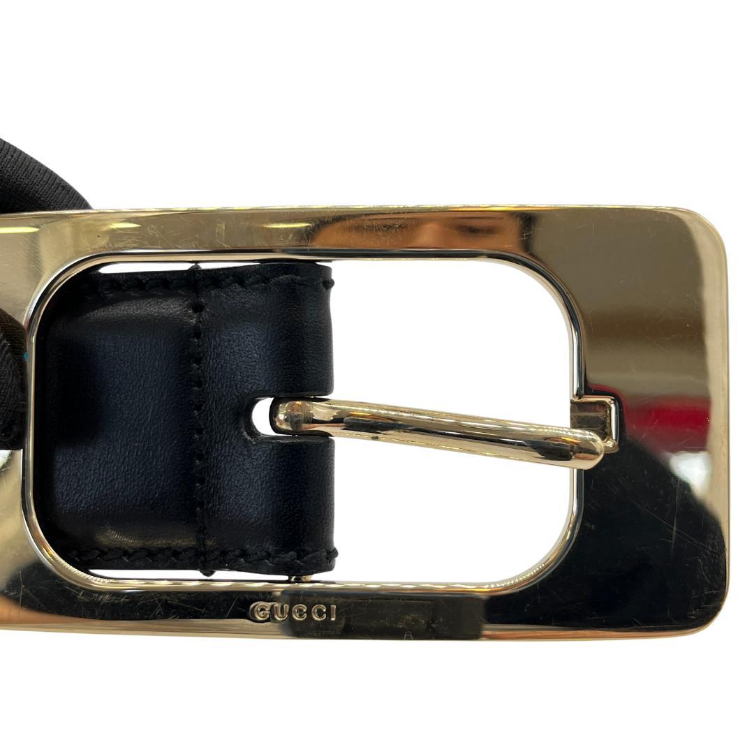GUCCI グッチ レザーベルト ゴールドバックル ブラック