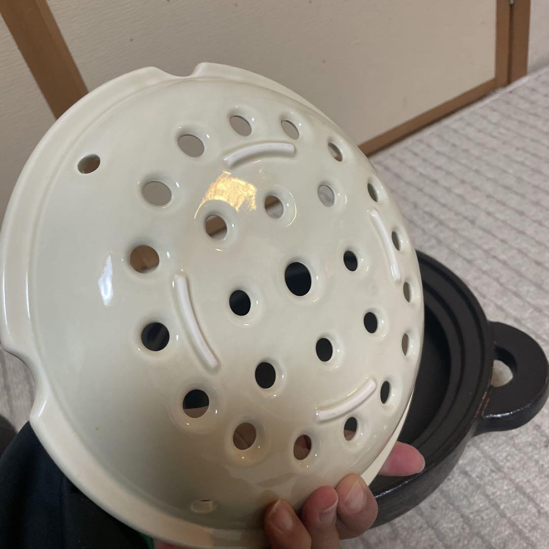 【新品】長谷園　IH対応　ヘルシー蒸し鍋 黒