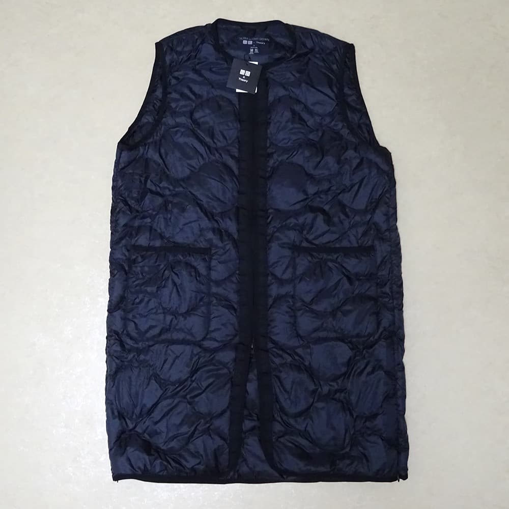 新品 ユニクロ×セオリー ウルトラライトダウンロングベスト 黒 S ブラック