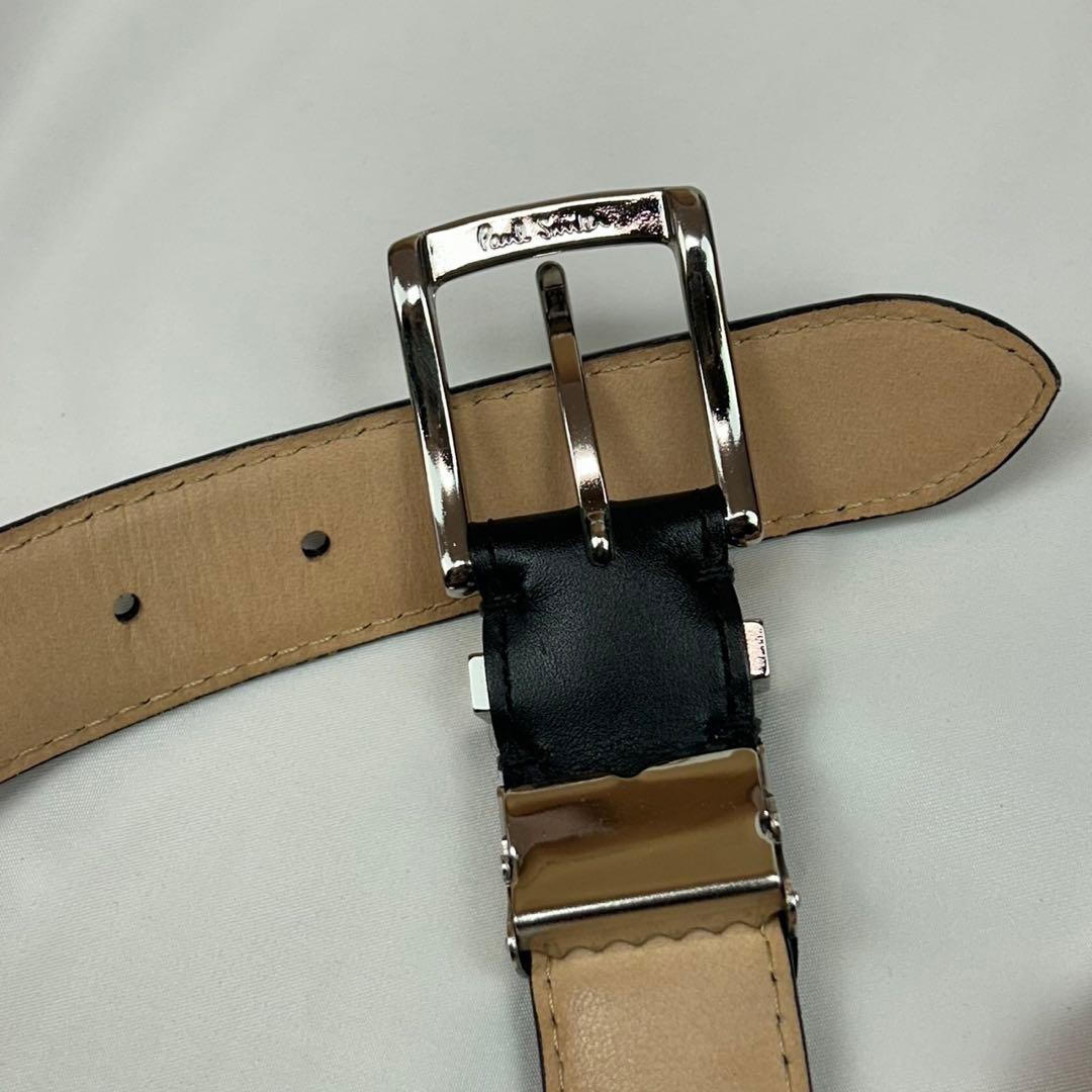 J996 美品 ポールスミス レザー シルバー ベルト ブラック メンズ