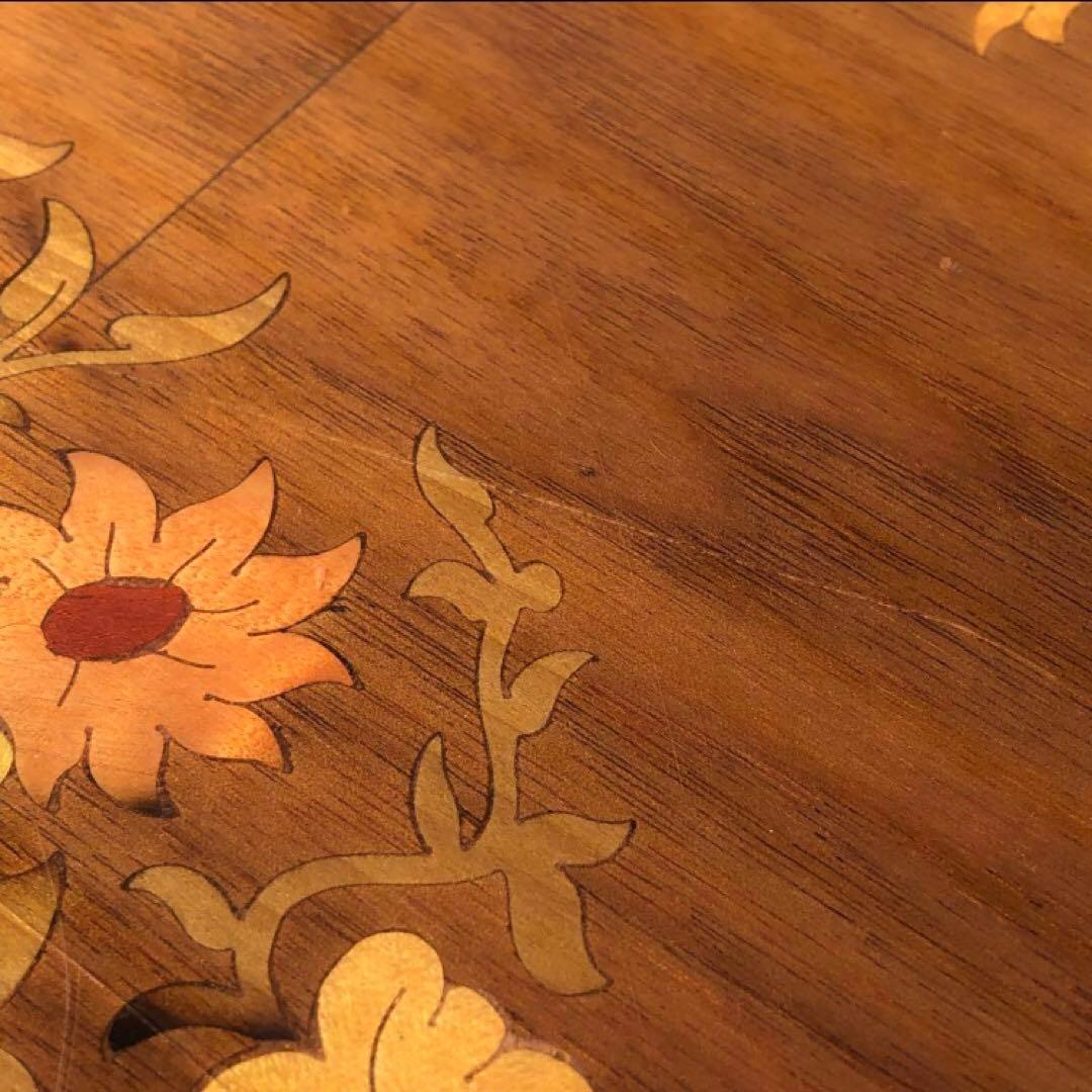 イタリア製 花柄 サイドテーブル コーヒーテーブル 象嵌細工 艶有り