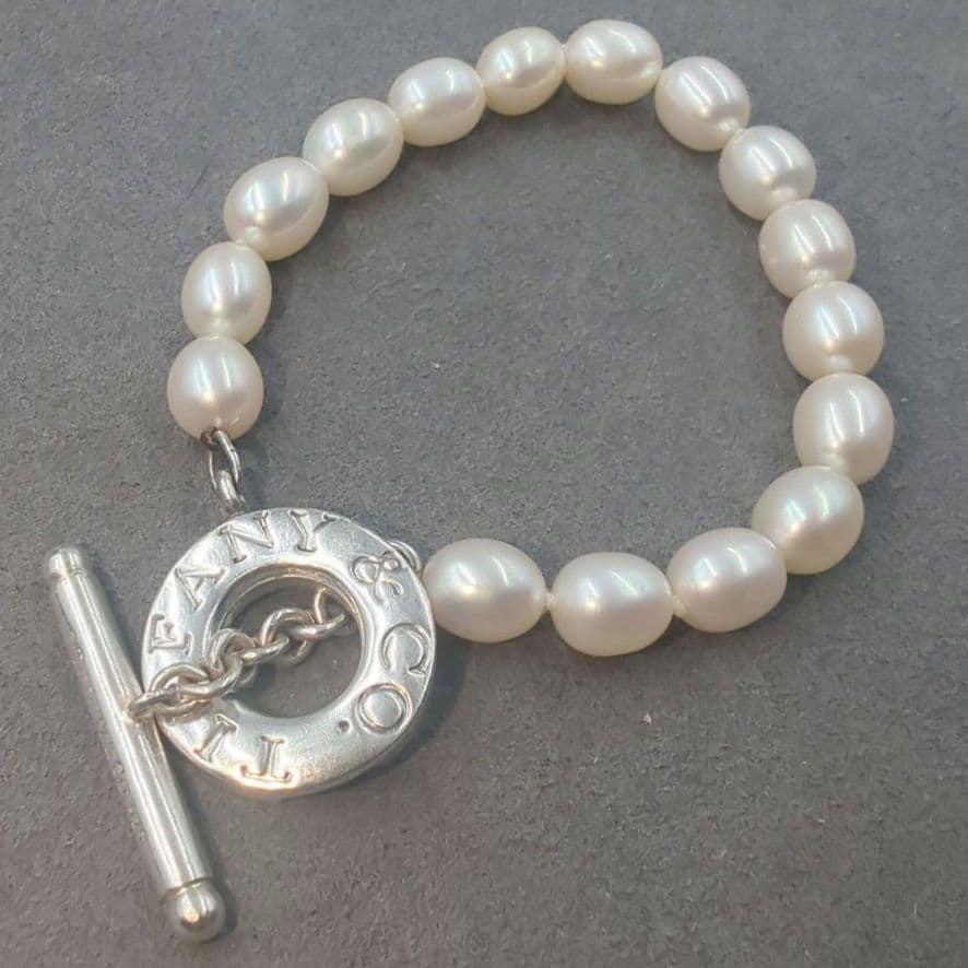 美品 ティファニー Tiffany ブレスレット パール 925 トグル