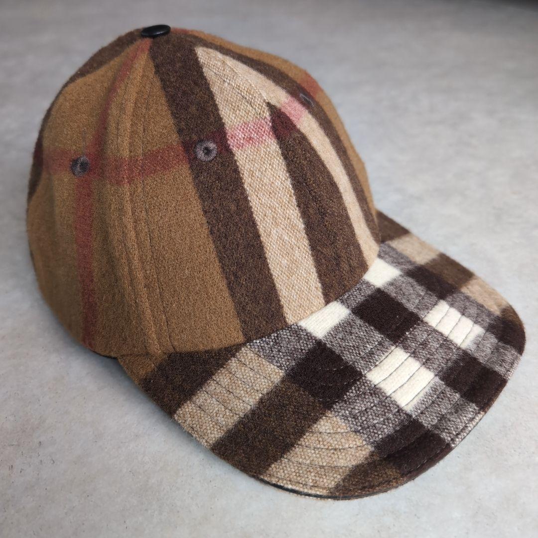 美品✨ バーバリー チェック ウール ベースボールキャップ ノバチェック M