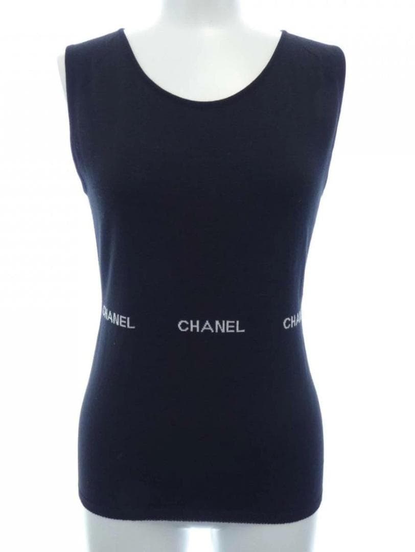 CHANEL シャネル　96P　ロゴ　ノースリーブカットソー　ニット　38