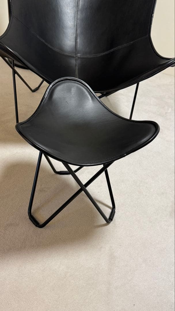 BKF バタフライチェア BLACK オットマン付き