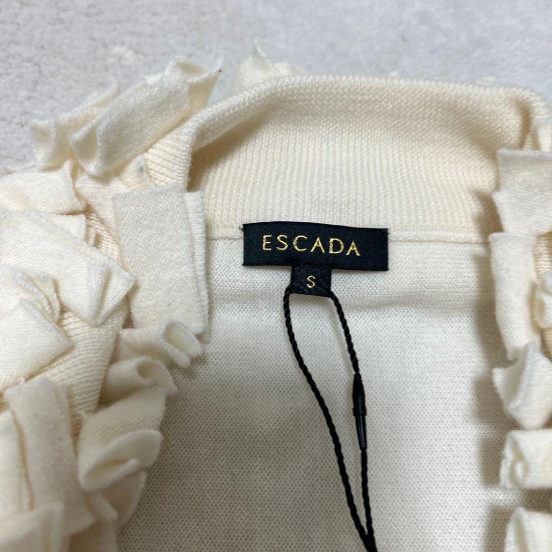 ♦︎新品未使用♦︎ESCADA フリル Vネック 半袖セーター S
