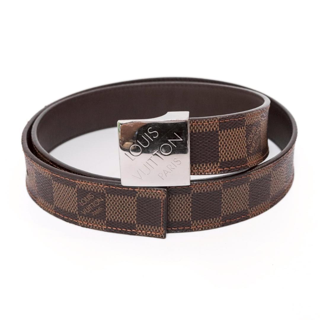 ルイヴィトン ダミエ サンチュール ベルト 80/32 箱・袋付き 銀 1012