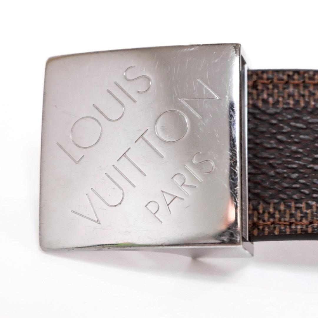 ルイヴィトン ダミエ サンチュール ベルト 80/32 箱・袋付き 銀 1012