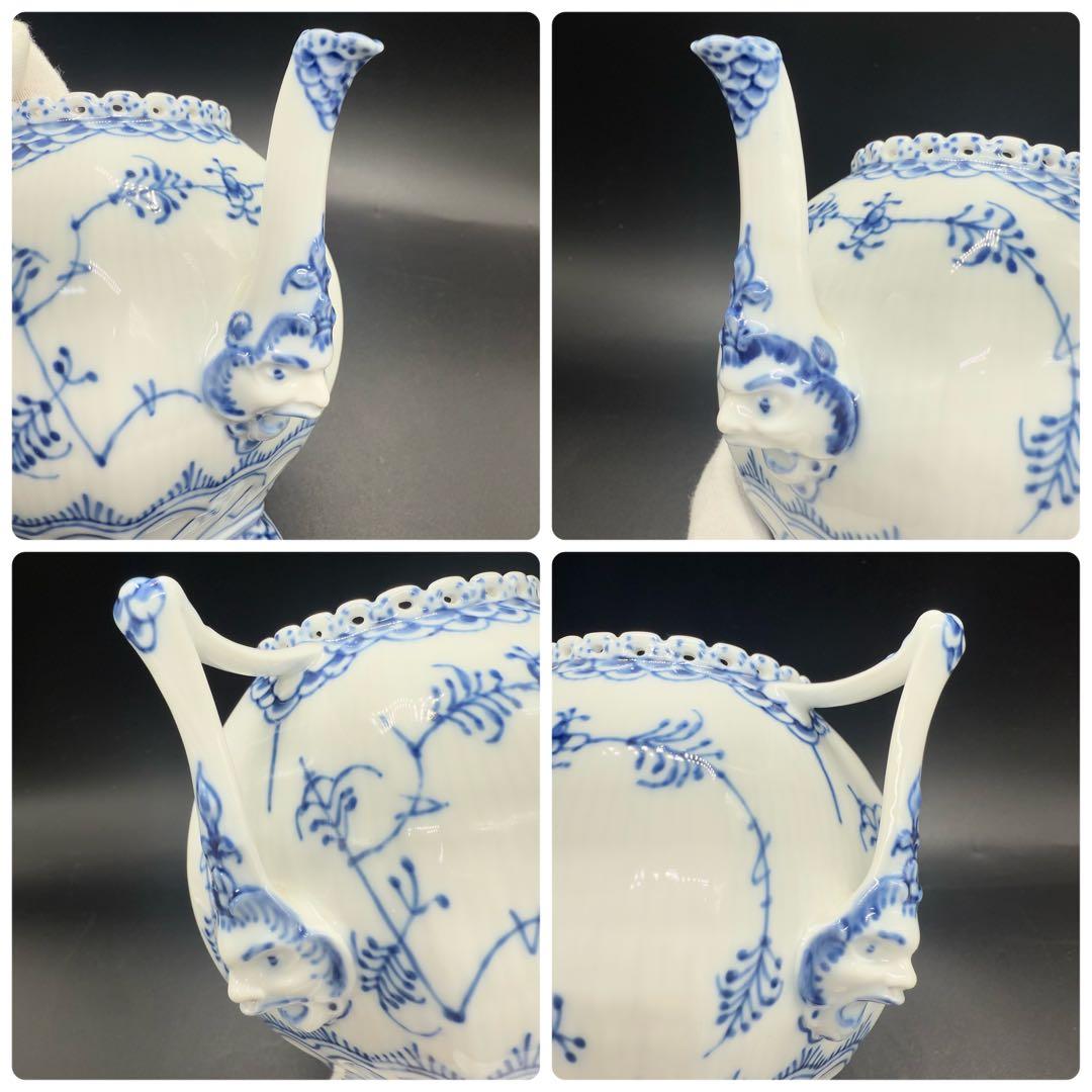 ロイヤルコペンハーゲン ブルーフルーテッド フルレース 顔付 ティーポット