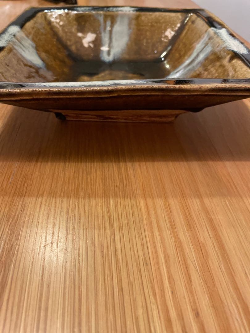 武内晴二郎 作　飴釉白流掛角鉢　民藝　民芸　沖塩朋樹　柚木沙弥郎　倉敷堤