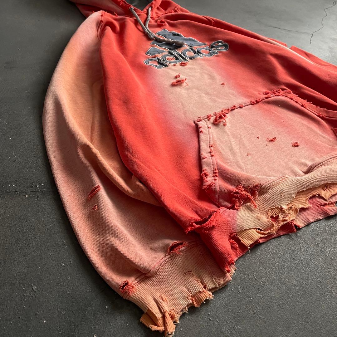 y2k“broken”鬼フェード“襤褸“4XO”フードboro sweat