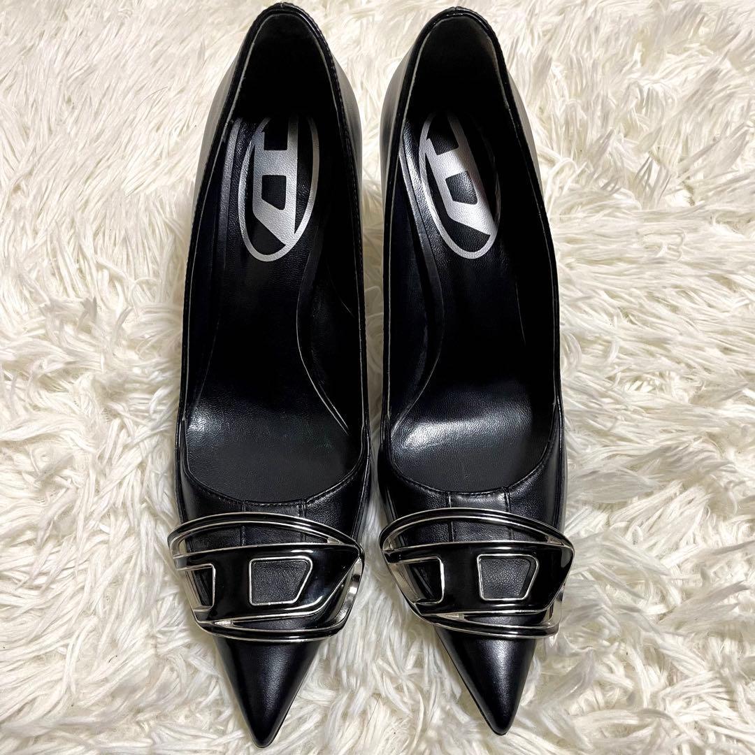 ✨極美品✨ディーゼル ハイヒール ポインテッドトゥ レザー ブラック バックル