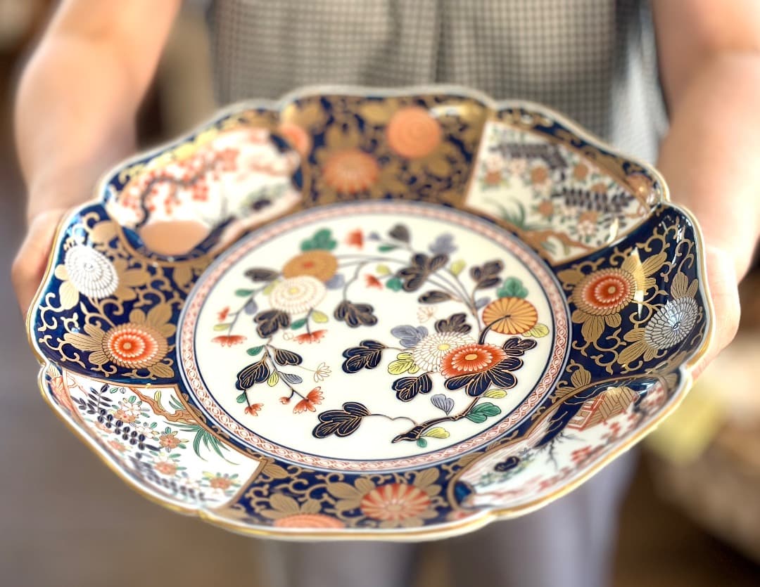 再値下げ　新品　有田焼　琳派古伊万里様式　盛皿　木箱入　直径39cm　其泉窯