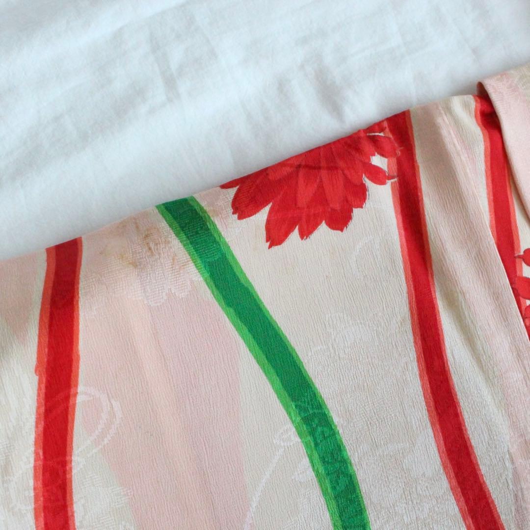 七五三 7歳 子供 女の子 アンティーク 正絹 着物 つくり帯 セット