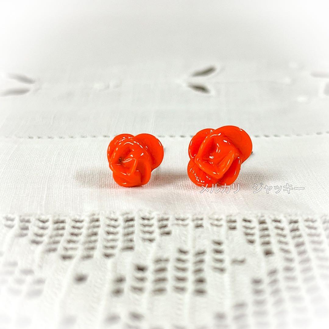 アンティーク★ムラーノガラス赤薔薇★ドールピアス イヤリング★フランス イタリア