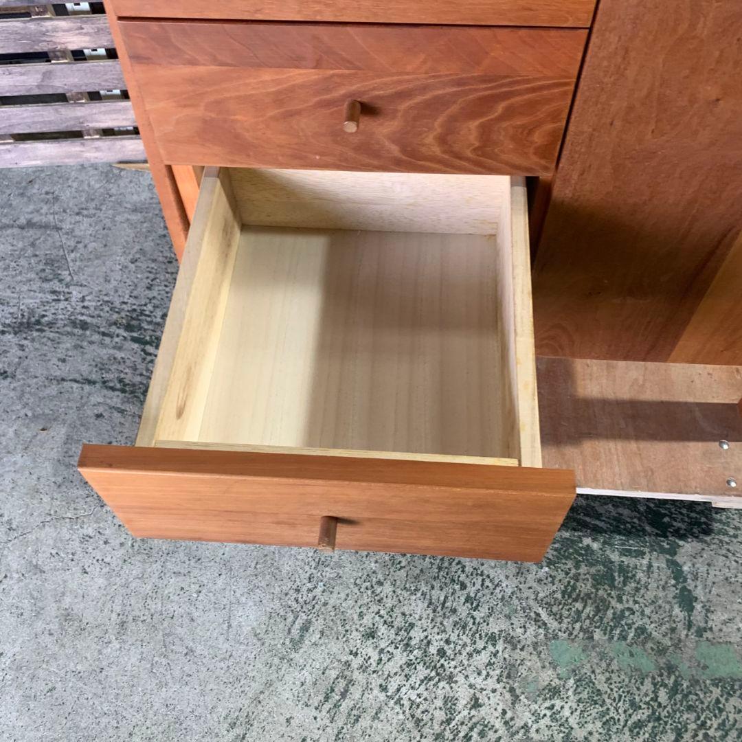 J677 福岡大川マルヨシ民芸家具 片開きシェルフキャビネット 壁面収納