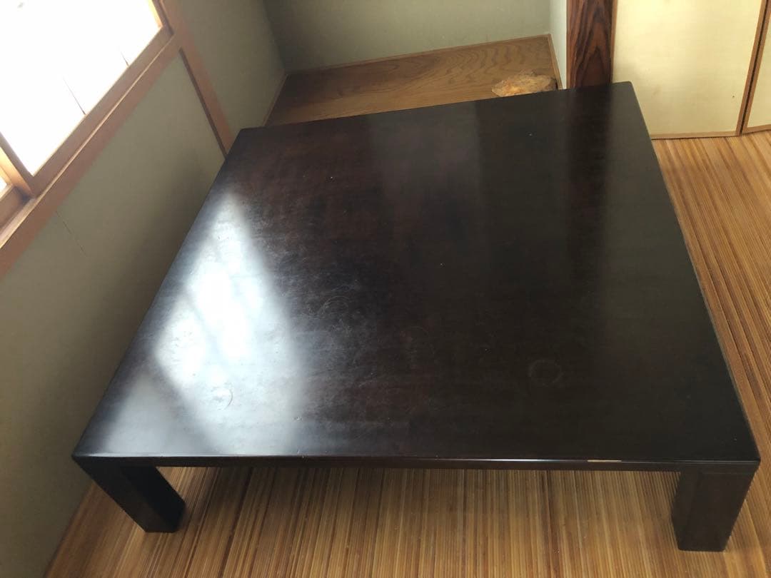 和モダン　テーブル　座卓　1.2M 正方形　濃茶