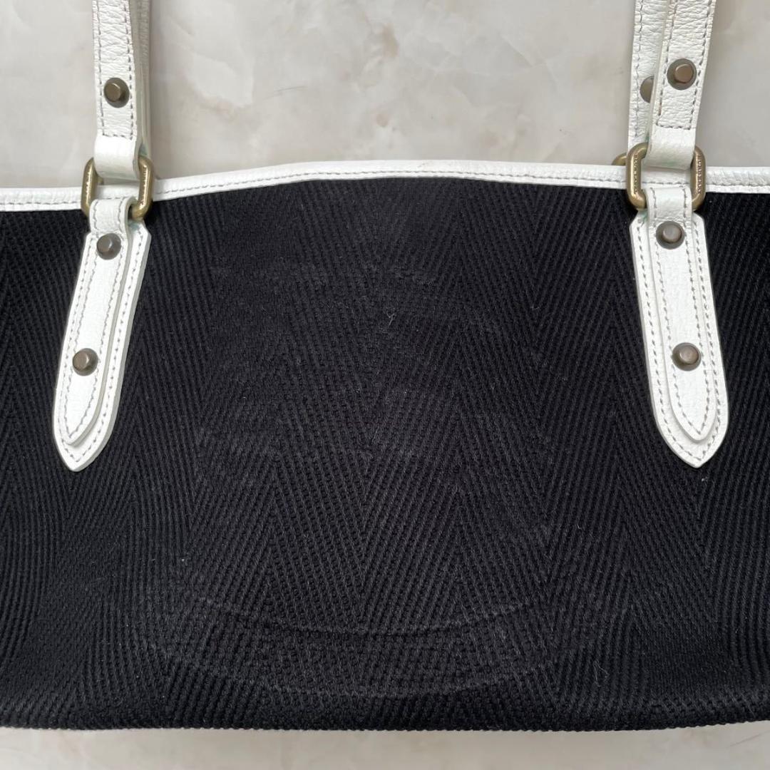 BURBERRY BLUE LABEL トート ホースロゴ　キャンバスレザー