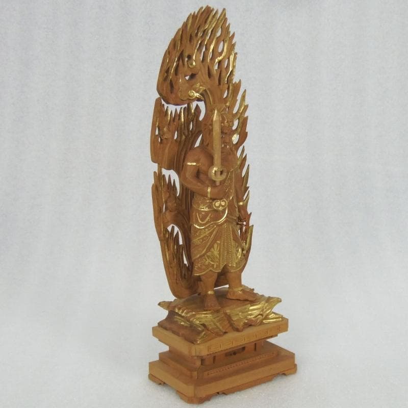 お盆お彼岸大特価中　白檀仏像★白檀 不動明王3.5寸 金泥★お不動さん★お仏壇に