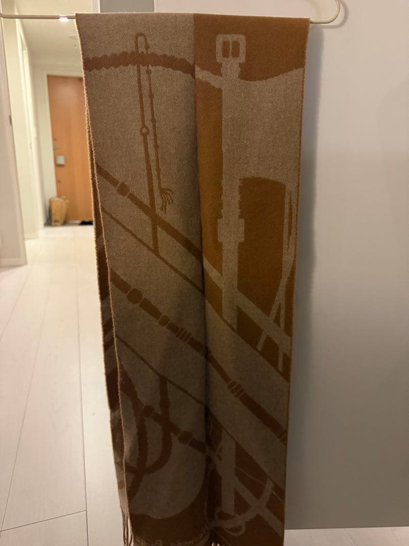 一度のみ使用　HERMES カシミヤ マフラー ブラウン系