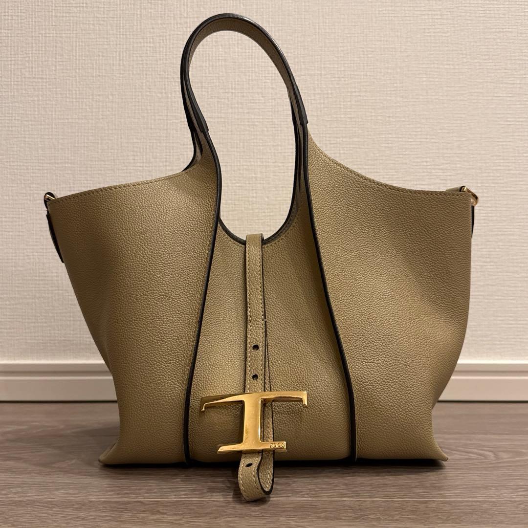 TOD'S T タイムレス ミニ ショッピング バッグ トープ