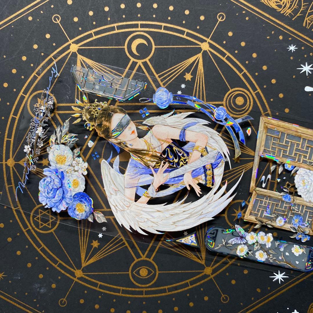 【9173】海外　中古巻　貝殻光マスキングテープ人物　装飾系　古風　半透明