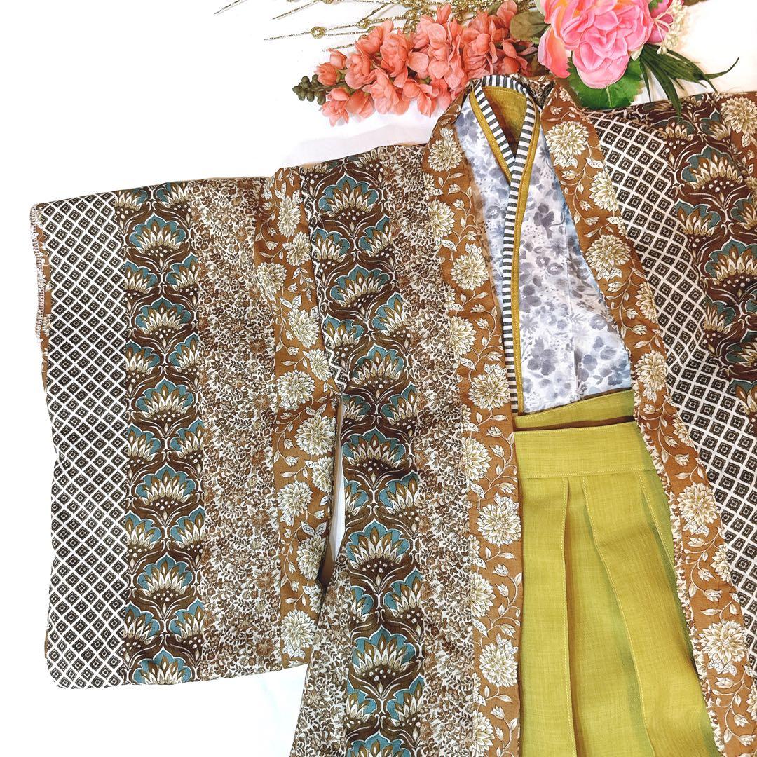 fマルチブラウンミックス５歳羽織り袴セット110〜120