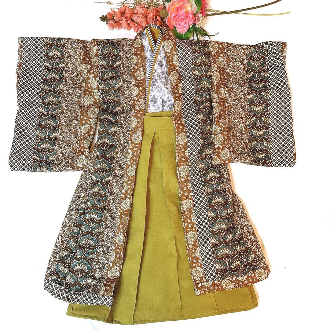 fマルチブラウンミックス５歳羽織り袴セット110〜120