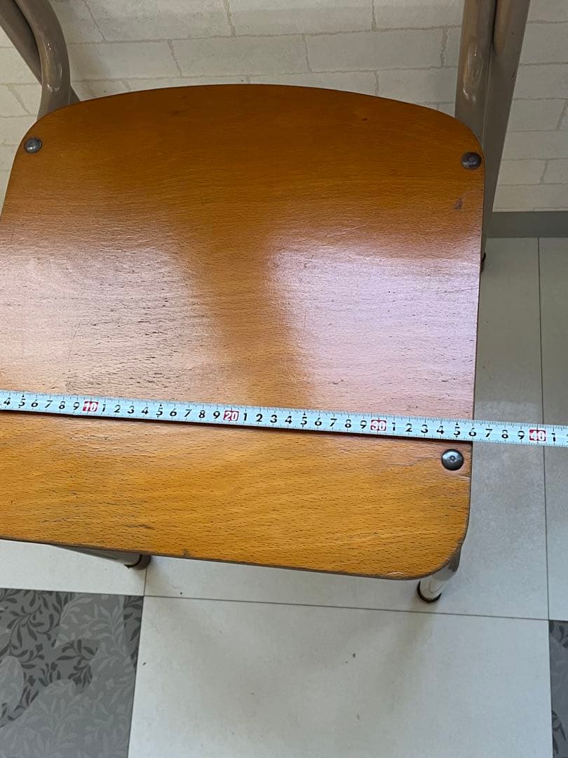 昭和レトロ 学校椅子 4脚セット 木製 スチール ビンテージ カフェ 会議用